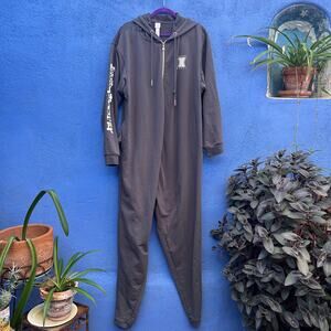 savage x fenty charcoal gray showgirl cotton blend hooded sweatsuit jumper